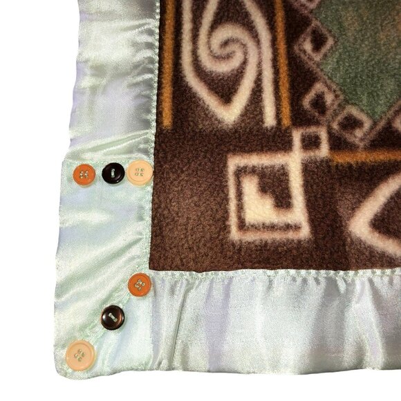 VTG SATIN TRIM HORSE BLANKET HAND SEWN TRIM BUTTONS DOUBLE SIDED 63" X 49" RANCH - Picture 2 of 3